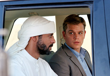 Alexander Siddig and Matt Damon in Syriana.  Photo courtesy of Warner Bros. Pictures.